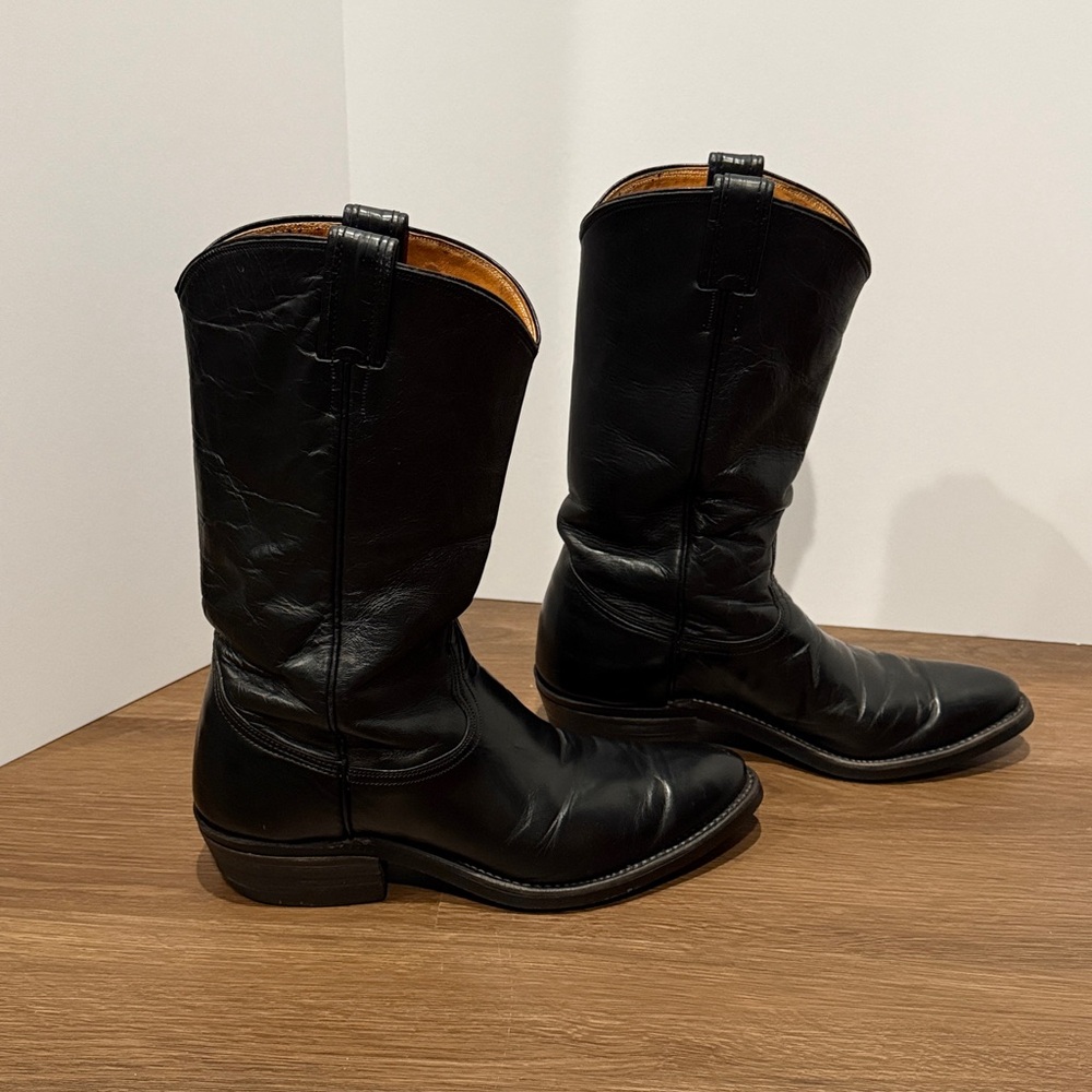 Nocona Black Leather Western cowboy Boots size 9 1/2 - Picture 9 of 13
